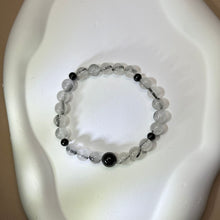 将图片加载到图库查看器，Black Tourmalined Quartz Black Tourmaline Beads Bracelet 黑发晶水晶黑碧玺手串
