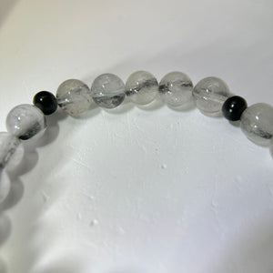 Black Tourmalined Quartz Black Tourmaline Beads Bracelet 黑发晶水晶黑碧玺手串