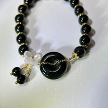 Load image into Gallery viewer, Black Jade Lucky Buckle Beads Bracelet 糯种墨翠翡翠平安扣手串
