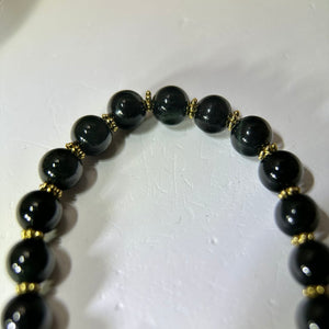 Black Jade Lucky Buckle Beads Bracelet 糯种墨翠翡翠平安扣手串