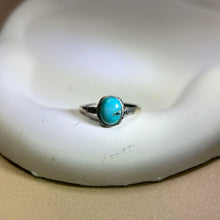 将图片加载到图库查看器，925 Silver Blue Turquoise Adjustable Ring 蓝色松石银镶嵌活口戒指
