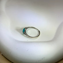 将图片加载到图库查看器，925 Silver Blue Turquoise Adjustable Ring 蓝色松石银镶嵌活口戒指
