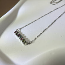 将图片加载到图库查看器，Rainbow Tourmaline Pendant Necklace 彩虹碧玺镶嵌吊坠项链
