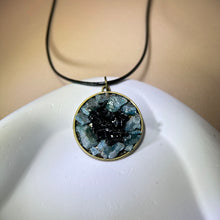 Load image into Gallery viewer, Blue Apatite Obsidian Pendant Necklace 蓝磷灰黑曜石吊坠项链
