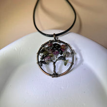 将图片加载到图库查看器，Rainbow Tourmaline Tree of Life Pendant Necklace 彩虹碧玺生命之树吊坠项链
