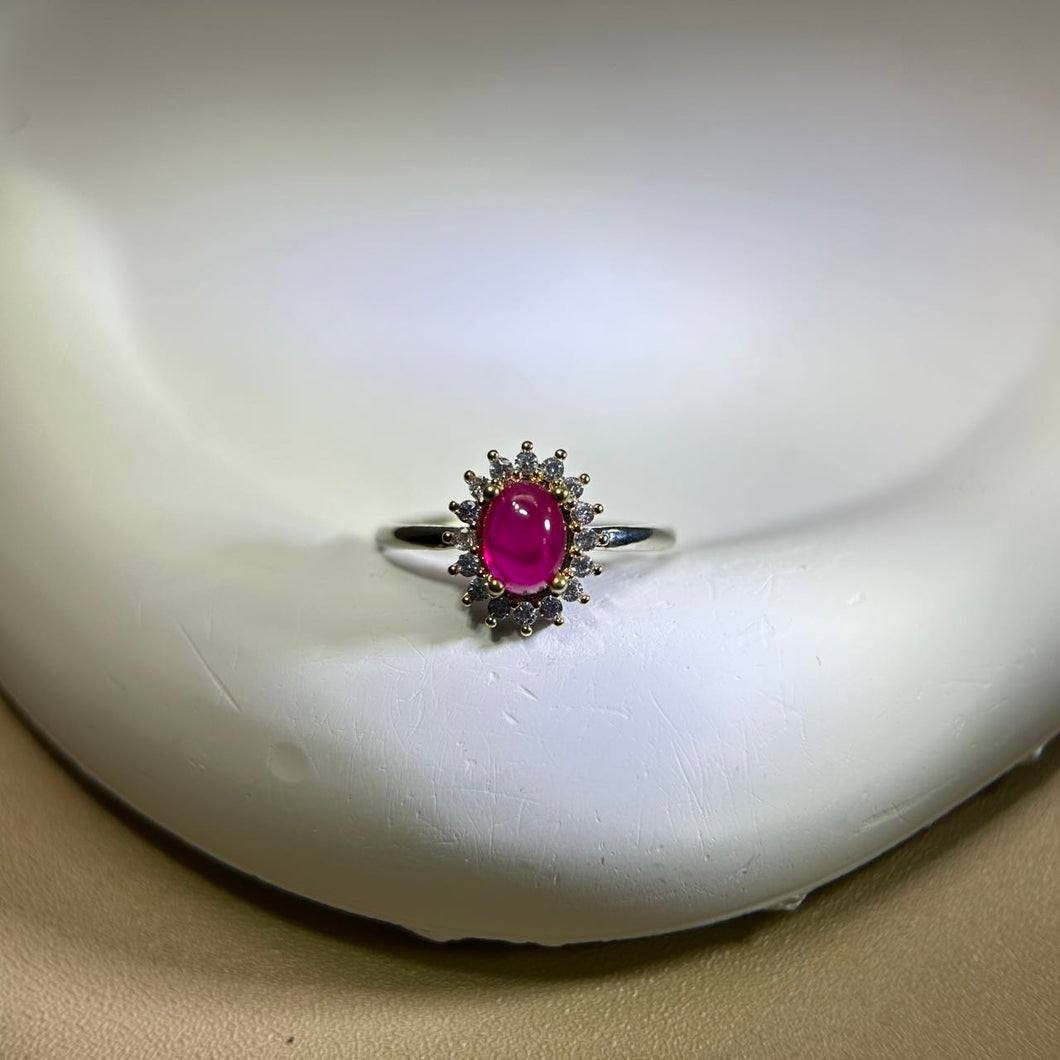 Pink Ruby Adjustable Ring 粉色红宝石镶嵌活口戒指