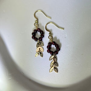 14K Gold Filled Purple Garnet Earrings 紫牙乌石榴石14K注金耳钩