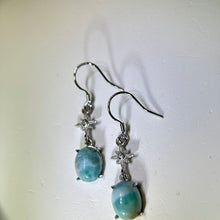 将图片加载到图库查看器，925 Silver Larimar Earrings 海纹石镶嵌银耳钩
