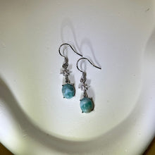 将图片加载到图库查看器，925 Silver Larimar Earrings 海纹石镶嵌银耳钩
