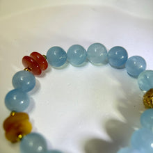 将图片加载到图库查看器，Aquamarine Moonstone Beads Bracelet 海蓝宝冰长石玉月光石手串
