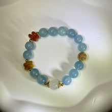 将图片加载到图库查看器，Aquamarine Moonstone Beads Bracelet 海蓝宝冰长石玉月光石手串
