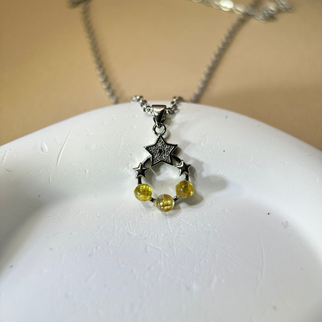 Golden Rutilated Quartz Pendant 金发晶水晶镶嵌吊坠