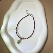 将图片加载到图库查看器，Purple Garnet Beads Anklet 紫牙乌珠链脚链
