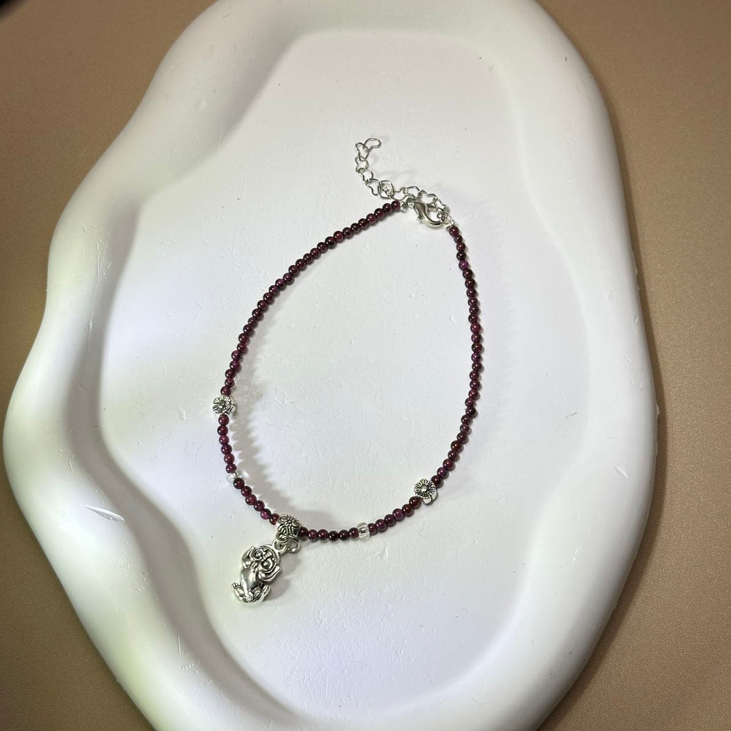 Purple Garnet Beads Anklet 紫牙乌珠链脚链