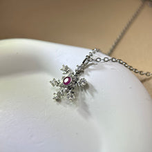 Load image into Gallery viewer, Pink Ruby Snowflake Pendant 粉色红宝石镶嵌雪花吊坠
