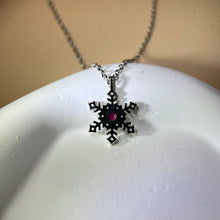 将图片加载到图库查看器，Pink Ruby Snowflake Pendant 粉色红宝石镶嵌雪花吊坠
