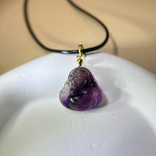 将图片加载到图库查看器，Fluorite Laughing Buddha Pendant Necklace 萤石弥勒佛吊坠项链
