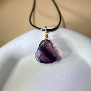 Fluorite Laughing Buddha Pendant Necklace 萤石弥勒佛吊坠项链