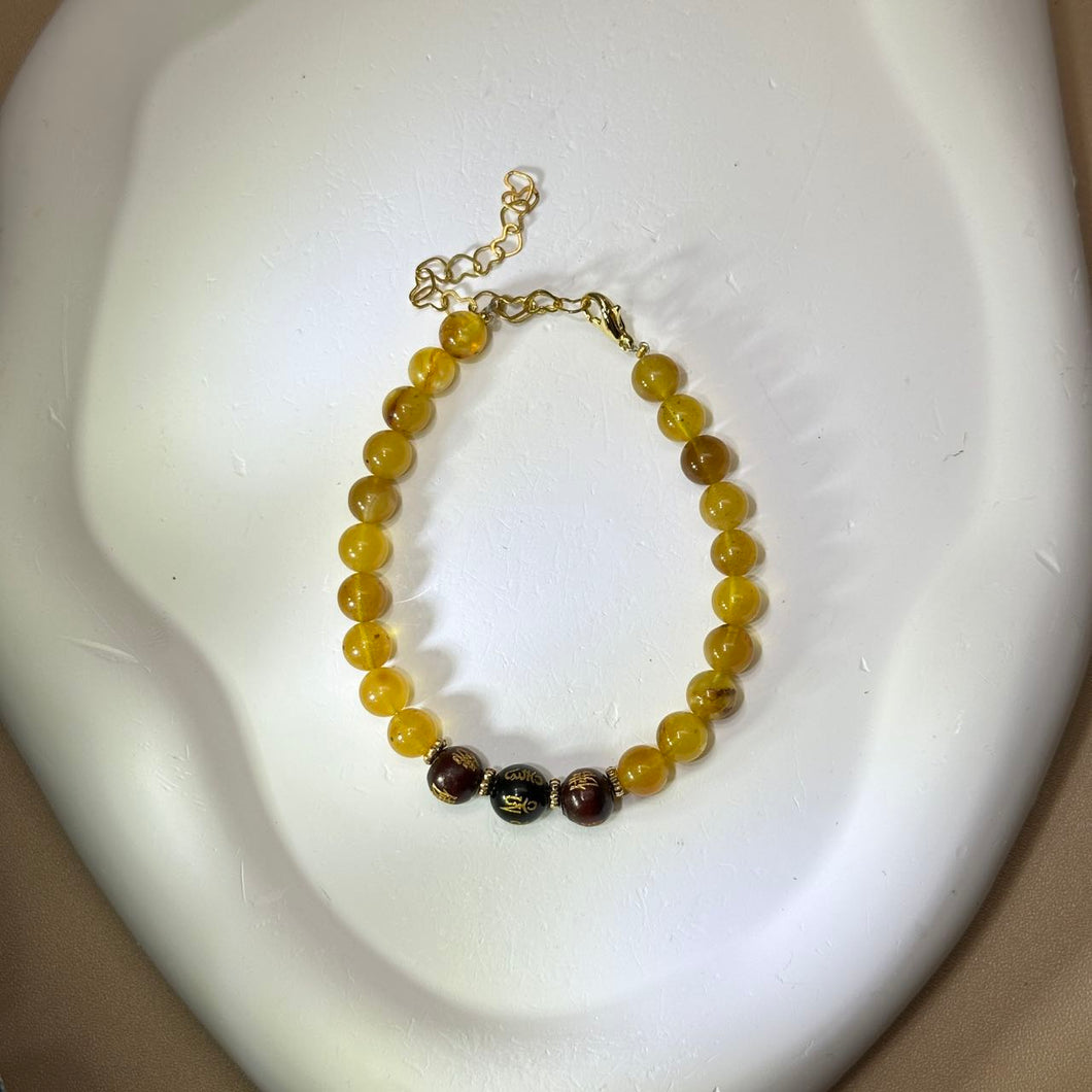 Amber Sandalwood Beads Bracelet 蜜蜡紫檀木珠链手链