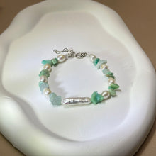 将图片加载到图库查看器，White Freshwater Pearl Amazonite Beads Bracelet 白色淡水珍珠天河石珠链手链
