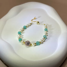 将图片加载到图库查看器，White Freshwater Pearl Amazonite Beads Bracelet 白色淡水珍珠天河石珠链手链
