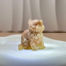 将图片加载到图库查看器，Orange Sunstone Resin Cat 橙色太阳石滴胶小猫
