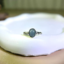 将图片加载到图库查看器，Blue Jade Adjustable Ring 糯种蓝水翡翠镶嵌活口戒指
