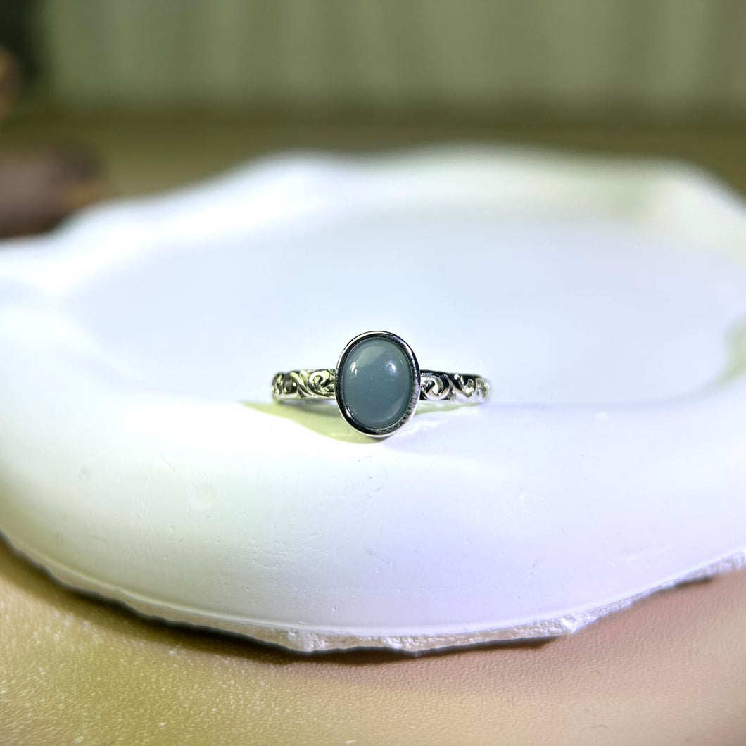 Blue Jade Adjustable Ring 糯种蓝水翡翠镶嵌活口戒指