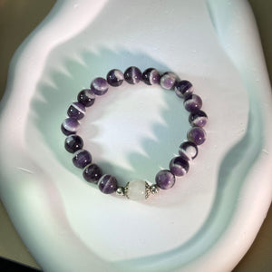 Amethyst White Nephrite Beads Bracelet 紫水晶和田玉白玉手串