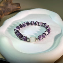 Load image into Gallery viewer, Amethyst White Nephrite Beads Bracelet 紫水晶和田玉白玉手串
