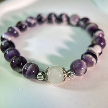 将图片加载到图库查看器，Amethyst White Nephrite Beads Bracelet 紫水晶和田玉白玉手串
