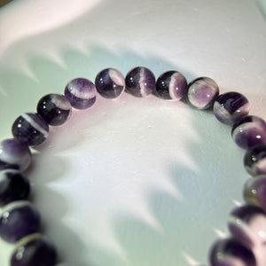 Amethyst White Nephrite Beads Bracelet 紫水晶和田玉白玉手串