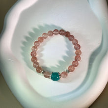 将图片加载到图库查看器，Red Strawberry Quartz Amazonite Beads Bracelet 红色草莓晶天河石手串
