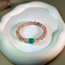 将图片加载到图库查看器，Red Strawberry Quartz Amazonite Beads Bracelet 红色草莓晶天河石手串
