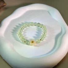 Load image into Gallery viewer, Green Prehnite White Nephrite Flower Beads Bracelet 绿色葡萄石和田玉白玉花朵手串
