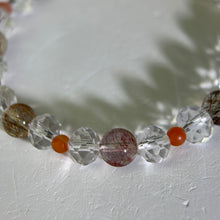 将图片加载到图库查看器，Rainbow Rutilated Quartz Clear Quartz Beads Bracelet 彩发晶水晶白水晶手串
