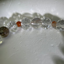 Load image into Gallery viewer, Rainbow Rutilated Quartz Clear Quartz Beads Bracelet 彩发晶水晶白水晶手串
