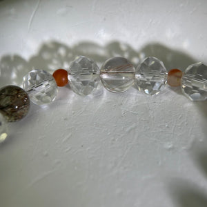 Rainbow Rutilated Quartz Clear Quartz Beads Bracelet 彩发晶水晶白水晶手串