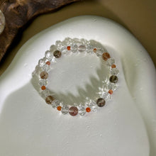 Load image into Gallery viewer, Rainbow Rutilated Quartz Clear Quartz Beads Bracelet 彩发晶水晶白水晶手串
