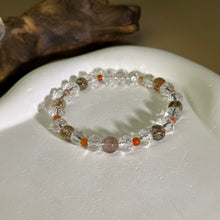 将图片加载到图库查看器，Rainbow Rutilated Quartz Clear Quartz Beads Bracelet 彩发晶水晶白水晶手串
