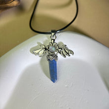 将图片加载到图库查看器，Lapis Lazuli Labradorite Wand Pendant Necklace 青金石拉长石灰月光石镶嵌权杖吊坠项链
