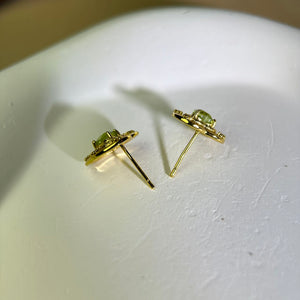 14K Gold Filled Peridot Love Heart Earrings 橄榄石爱心14K注金镶嵌耳钉