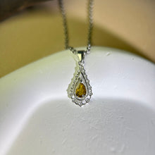 将图片加载到图库查看器，Yellow Tourmaline Pendant 黄色碧玺镶嵌吊坠
