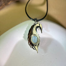 将图片加载到图库查看器，Aquamarine Feather Pendant Necklace 海蓝宝镶嵌吊坠项链
