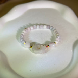 Purple Jade Lucky Buckle Beads Bracelet 糯种紫翡翡翠平安扣手串