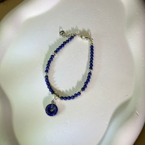 Lapis Lazuli Lucky Buckle Beads Bracelet 青金石平安扣珠链手链