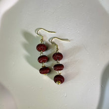 将图片加载到图库查看器，14K Gold Filled Cinnabar Beads Earrings 紫金砂朱砂灯笼珠14K注金耳钩
