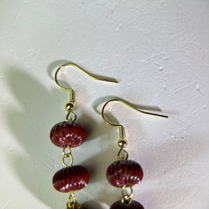 14K Gold Filled Cinnabar Beads Earrings 紫金砂朱砂灯笼珠14K注金耳钩