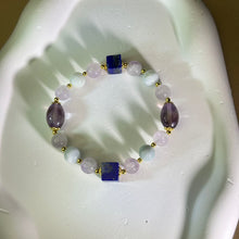 Load image into Gallery viewer, Lapis Lazuli Amethyst Aquamarine Beads Bracelet 青金石紫水晶海蓝宝手串
