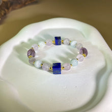 Load image into Gallery viewer, Lapis Lazuli Amethyst Aquamarine Beads Bracelet 青金石紫水晶海蓝宝手串
